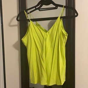 Amanda Uprichard Silk Flowy Chartreuse Tank Top